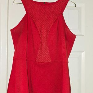 Worthington Red Sleeveless Peplum Top